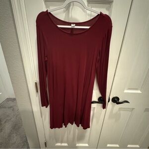 Old Navy Long Sleeve Swing Dress - Burgundy Red -‎ Size M